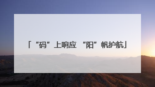 “码”上响应 “阳”帆护航