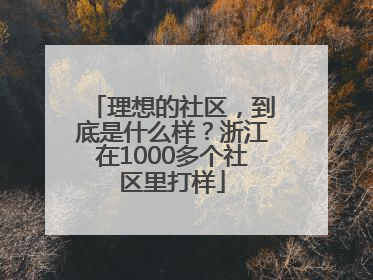 理想的社区，到底是什么样？浙江在1000多个社区里打样