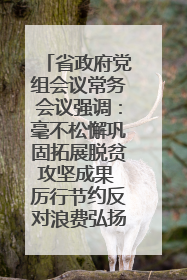 省政府党组会议常务会议强调：毫不松懈巩固拓展脱贫攻坚成果 厉行节约反对浪费弘扬优良作风