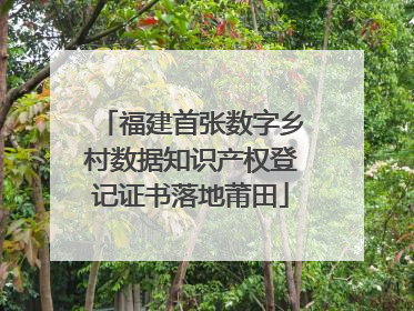 福建首张数字乡村数据知识产权登记证书落地莆田
