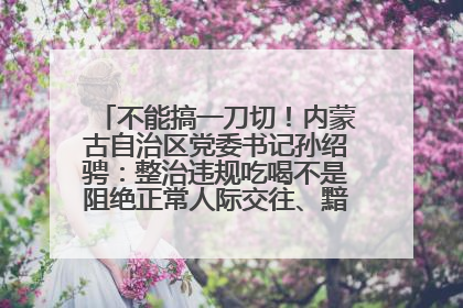 不能搞一刀切！内蒙古自治区党委书记孙绍骋：整治违规吃喝不是阻绝正常人际交往、黯淡人间烟火