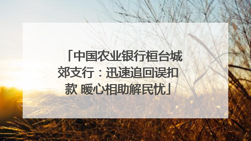 中国农业银行桓台城郊支行：迅速追回误扣款 暖心相助解民忧