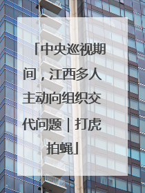 中央巡视期间，江西多人主动向组织交代问题｜打虎拍蝇
