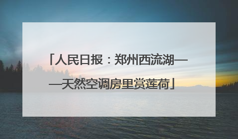 人民日报：郑州西流湖——天然空调房里赏莲荷