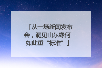 从一场新闻发布会，洞见山东缘何如此重“标准”