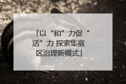 以“和”力促“活”力 探索集宿区治理新模式