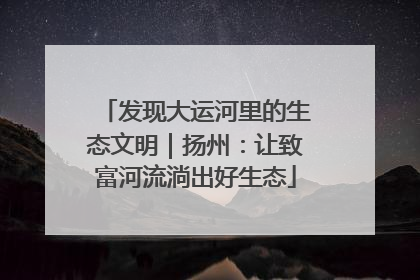 发现大运河里的生态文明｜扬州：让致富河流淌出好生态