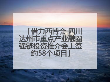 借力西博会 四川达州市重点产业融圈强链投资推介会上签约58个项目