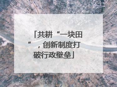 共耕“一块田”，创新制度打破行政壁垒