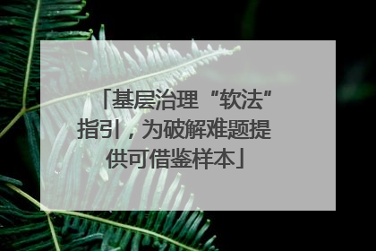 基层治理“软法”指引，为破解难题提供可借鉴样本