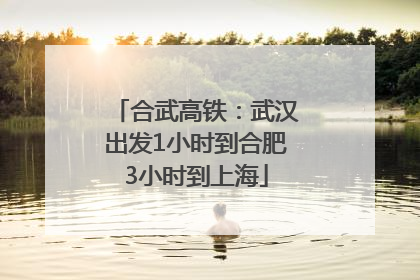 合武高铁：武汉出发1小时到合肥3小时到上海