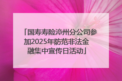 国寿寿险漳州分公司参加2025年防范非法金融集中宣传日活动