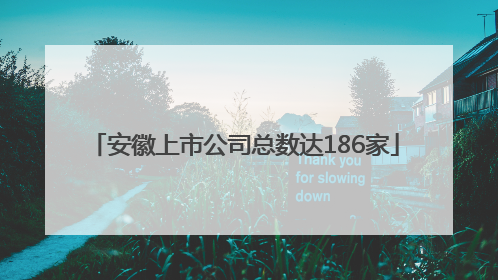 安徽上市公司总数达186家