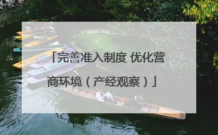 完善准入制度 优化营商环境（产经观察）