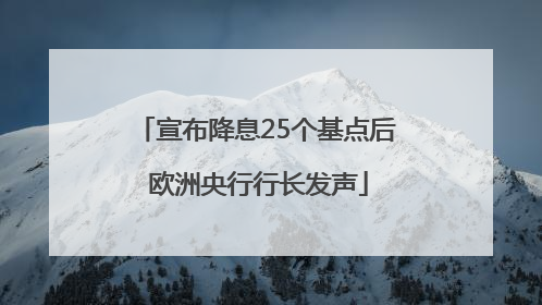 宣布降息25个基点后 欧洲央行行长发声