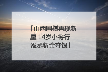 山西围棋再现新星 14岁小将行泓丞斩金夺银
