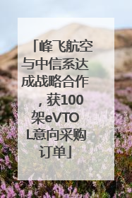 峰飞航空与中信系达成战略合作，获100架eVTOL意向采购订单