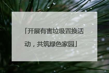 开展有害垃圾置换活动，共筑绿色家园