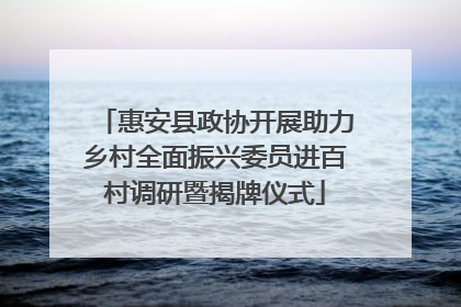 惠安县政协开展助力乡村全面振兴委员进百村调研暨揭牌仪式
