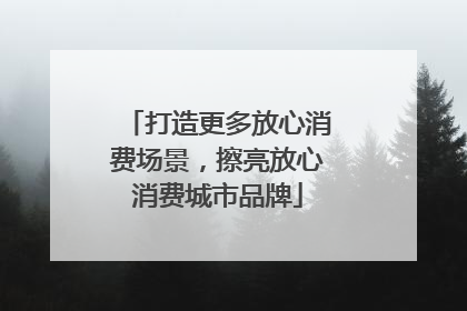 打造更多放心消费场景，擦亮放心消费城市品牌