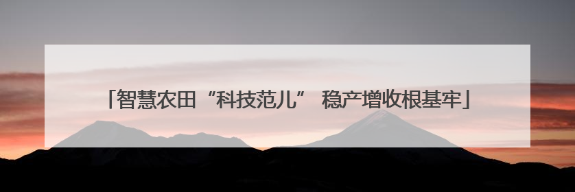 智慧农田“科技范儿” 稳产增收根基牢