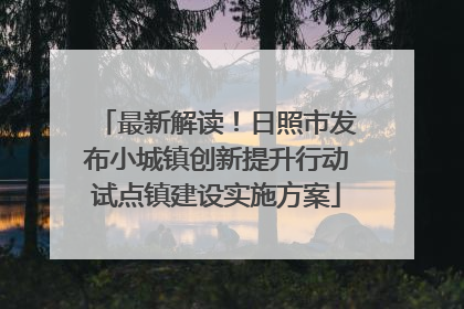 最新解读！日照市发布小城镇创新提升行动试点镇建设实施方案