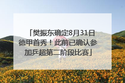 樊振东确定8月31日德甲首秀！此前已确认参加乒超第二阶段比赛