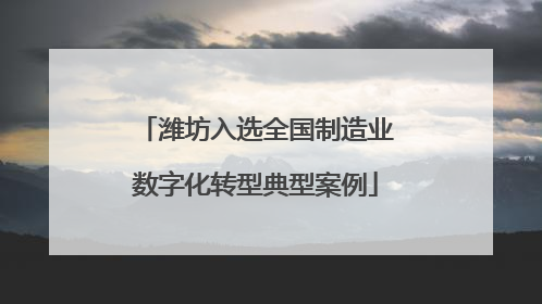 潍坊入选全国制造业数字化转型典型案例