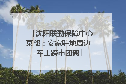 沈阳联勤保障中心某部：安家驻地周边 军士跨市团聚