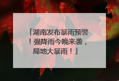 湖南发布暴雨预警！强降雨今晚来袭，局地大暴雨！