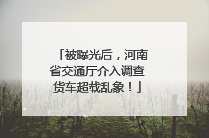 被曝光后，河南省交通厅介入调查货车超载乱象！
