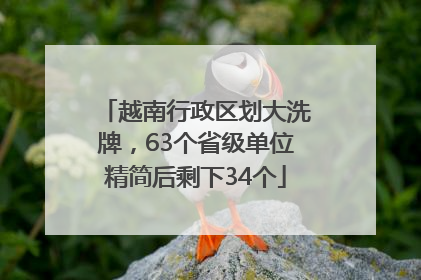越南行政区划大洗牌，63个省级单位精简后剩下34个