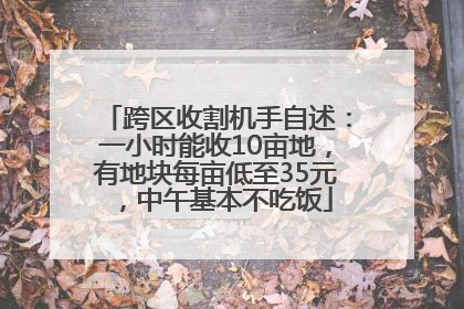 跨区收割机手自述：一小时能收10亩地，有地块每亩低至35元，中午基本不吃饭
