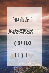 退市龙宇龙虎榜数据（6月10日）