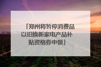 郑州将暂停消费品以旧换新家电产品补贴资格券申领