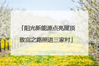 阳光新能源点亮屋顶 致富之路照进三家村