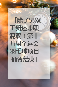除了男双王昶还兼职混双！第十五届全运会羽毛球项目抽签结束