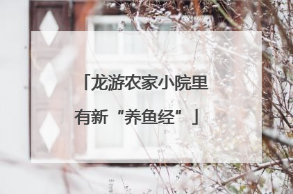 龙游农家小院里有新“养鱼经”