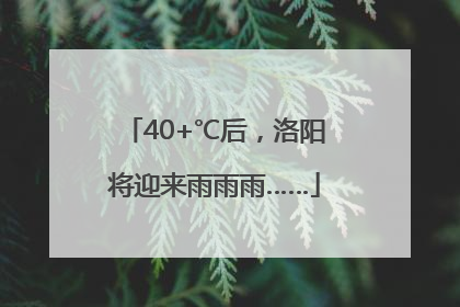 40+℃后，洛阳将迎来雨雨雨……